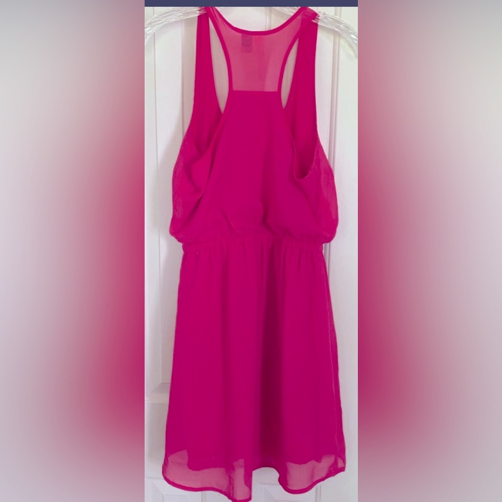 Eyeshadow, Small, neon pink razor back dress